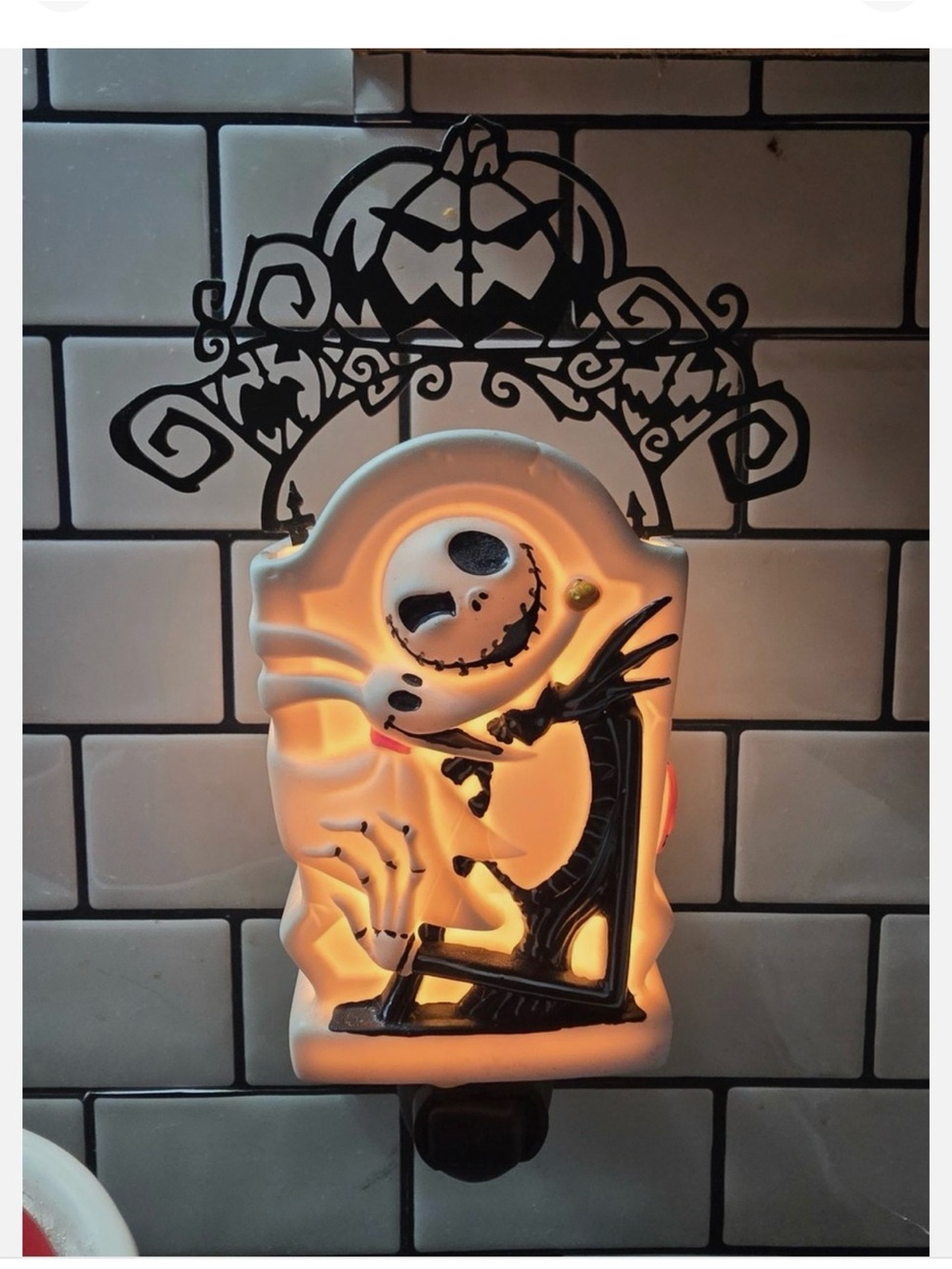 Scentsy Black & White Jack Skellington Night Light mini wall warmer